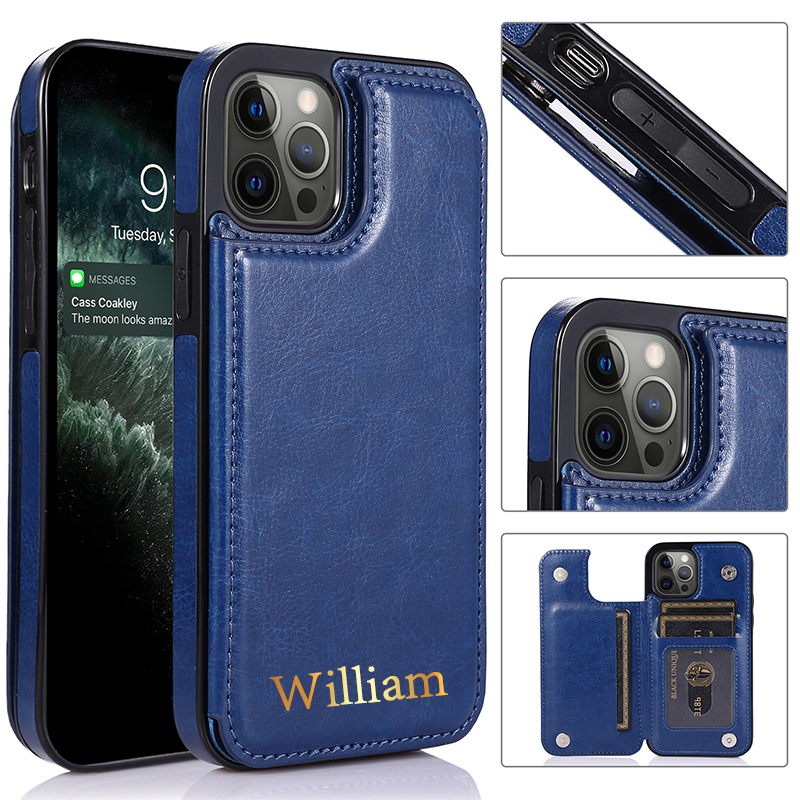 Personalized Leather Card Holder Phone Case | OFCase046