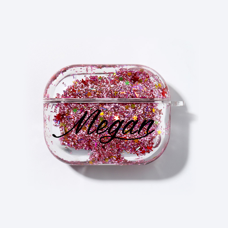 Personalised Glitter AirPod Case with Clip Keychain | OFPod06