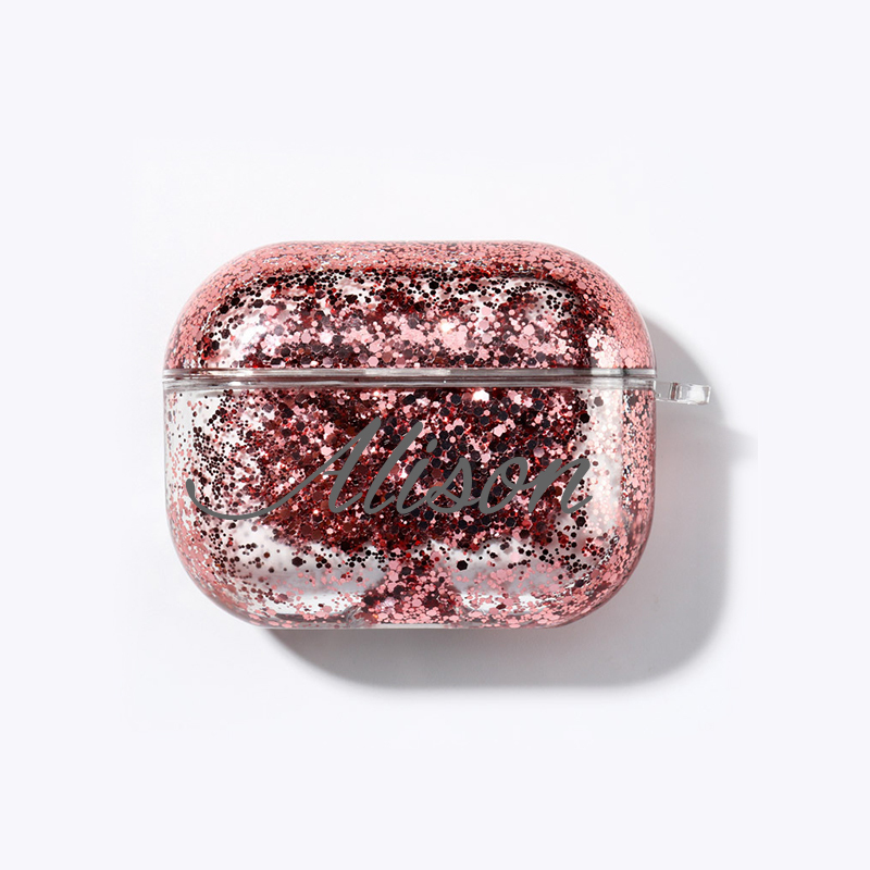 Personalised Glitter AirPod Case with Clip Keychain | OFPod06