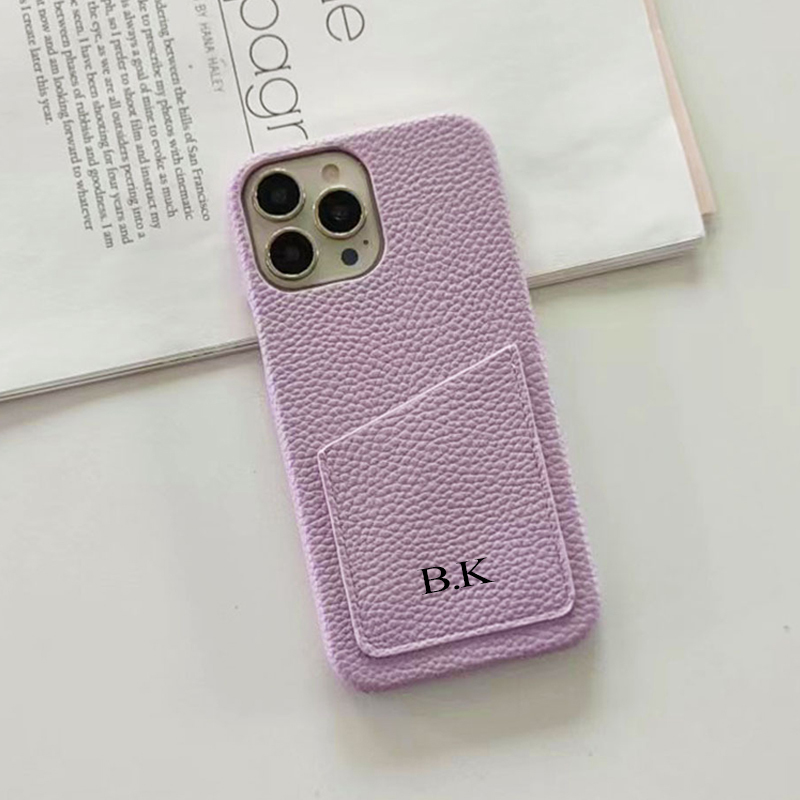 Personalised Monogram Initials Luxury Leather Phone Case with Card Pocket | OFCase088