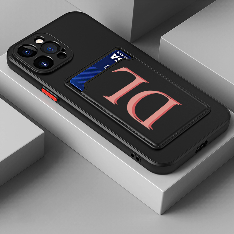 Personalised Monogram Silicone Phone Cover Case with Card Pocket | OFCase003