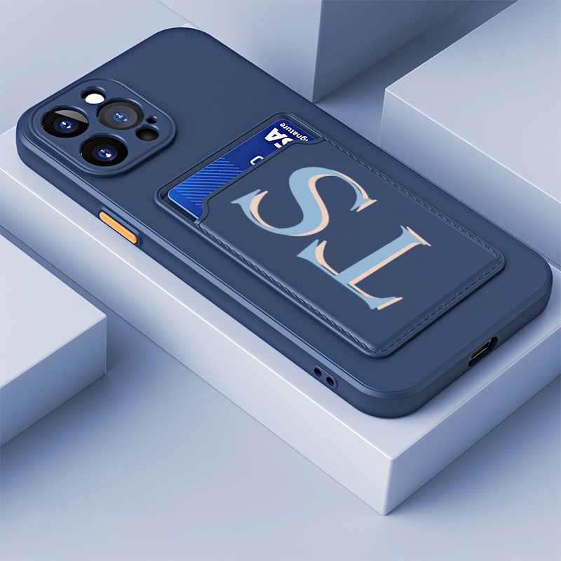 Personalised Monogram Silicone Phone Cover Case with Card Pocket | OFCase003