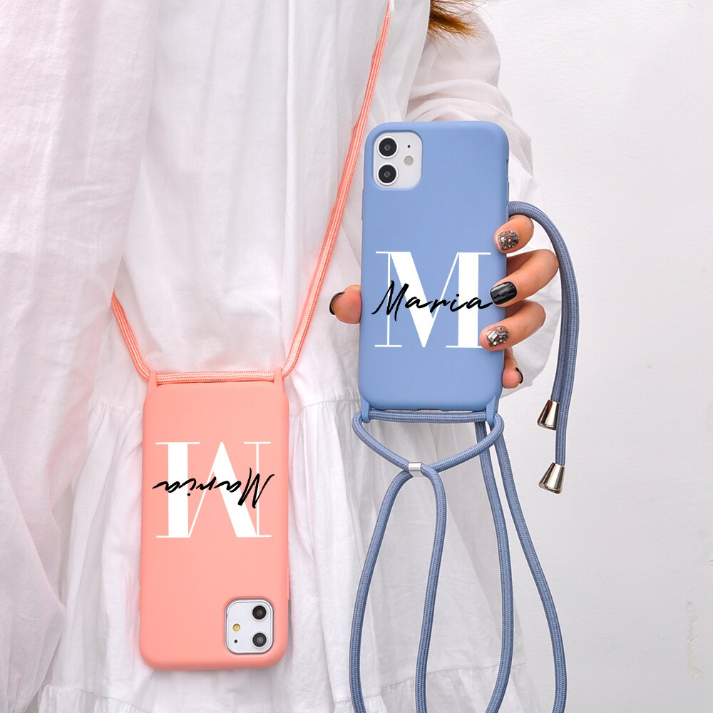 Personalised Name Crossbody Necklace Strap Phone Cover Case | OFCase036