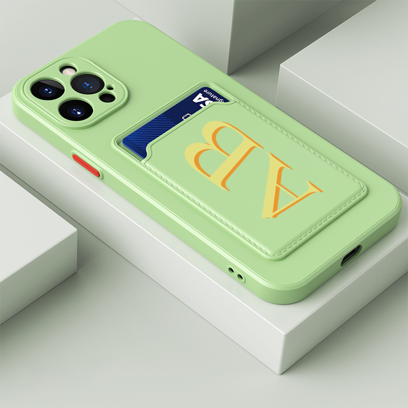 Personalised Monogram Silicone Phone Cover Case with Card Pocket | OFCase003