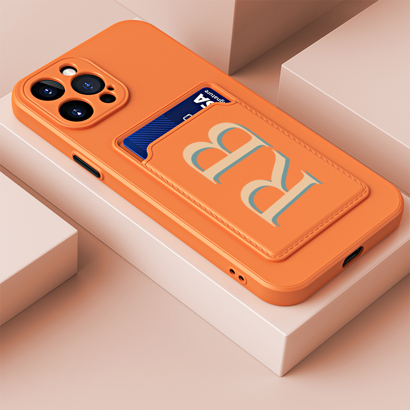 Personalised Monogram Silicone Phone Cover Case with Card Pocket | OFCase003