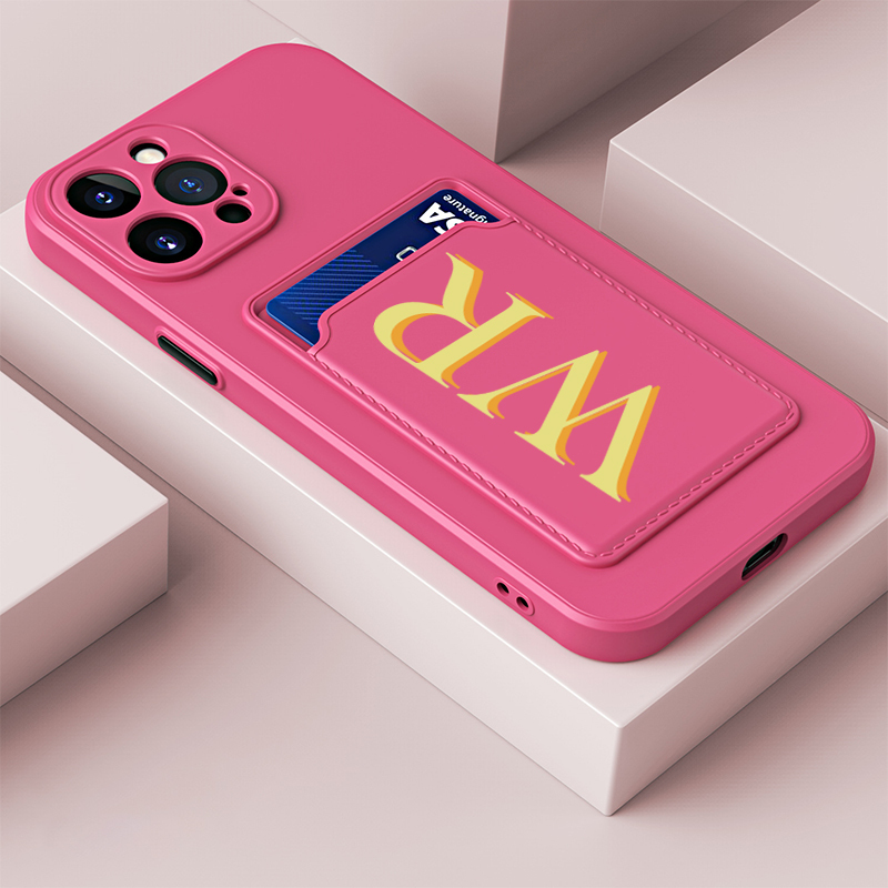 Personalised Monogram Silicone Phone Cover Case with Card Pocket | OFCase003