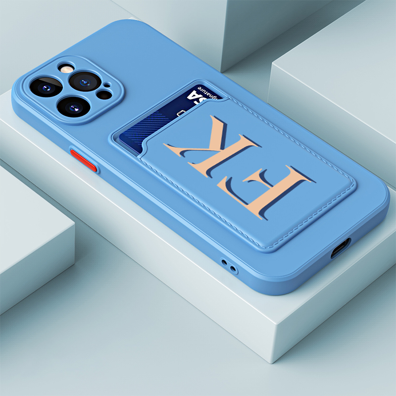 Personalised Monogram Silicone Phone Cover Case with Card Pocket | OFCase003