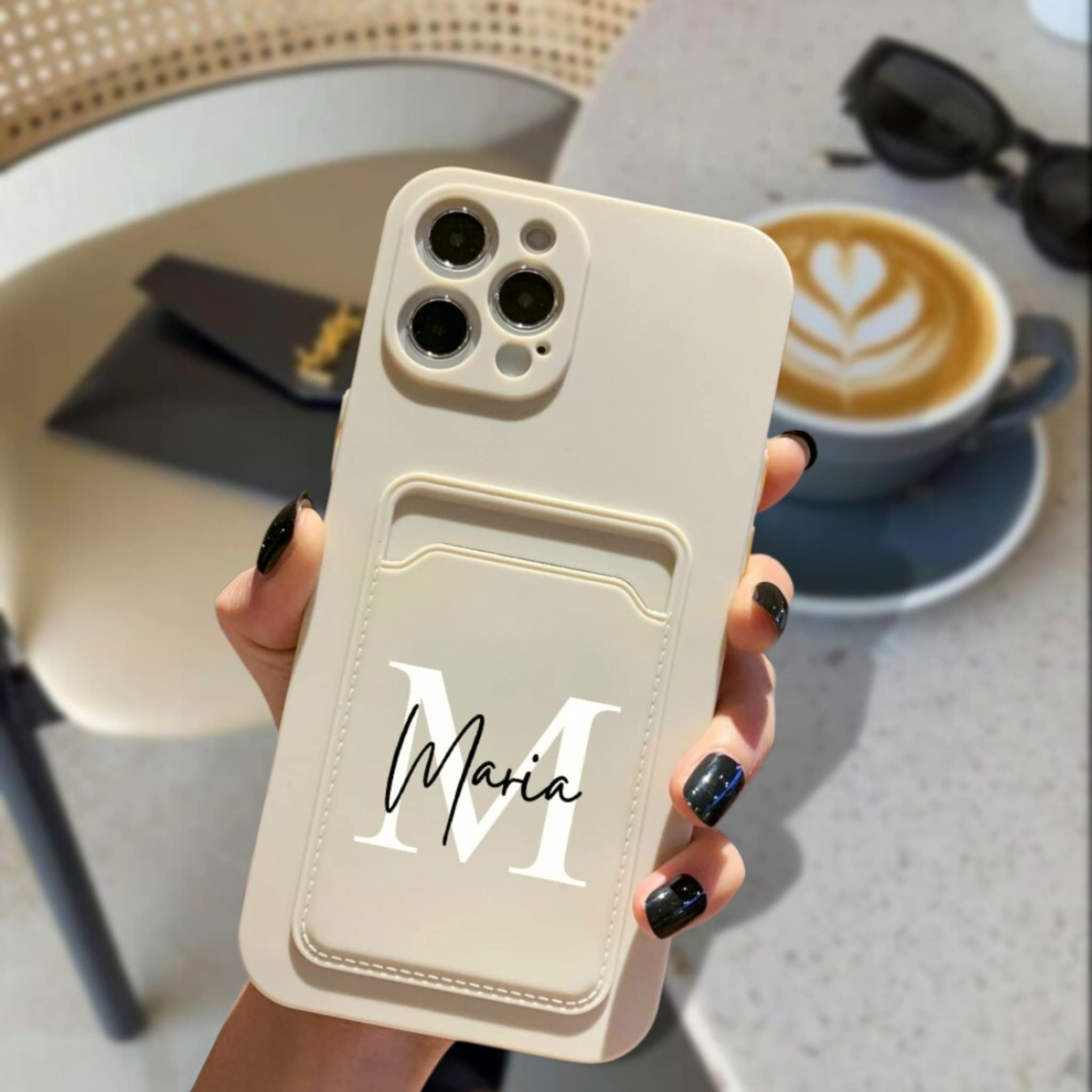 Personalized Pastel Liquid Silicone Phone Case with Card Holder | OFCase83