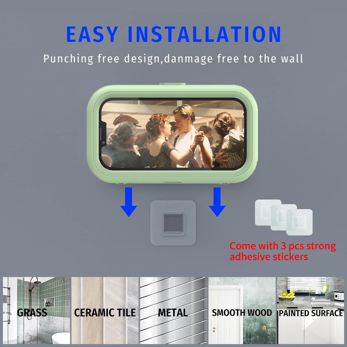 Waterproof Shower Wall Mounted 360° Rotation Angle Adjustable Phone Holder | OFCase058