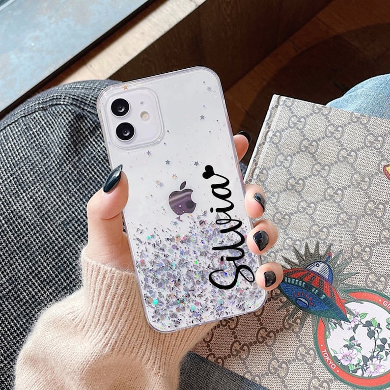 Personalised Monogram Silicone Star Bling Glitter Phone Case | OFCase37
