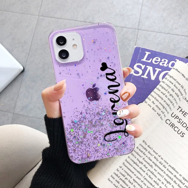 Personalised Monogram Silicone Star Bling Glitter Phone Case | OFCase37
