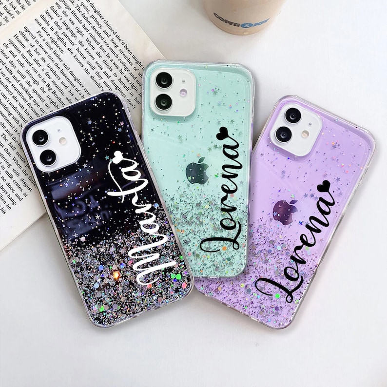 Personalised Monogram Silicone Star Bling Glitter Phone Case | OFCase37