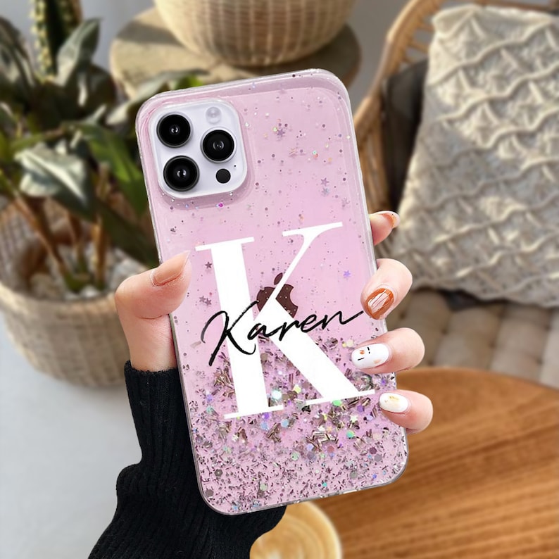 Personalised Monogram Star Bling Glitter Phone Case | OFCase038