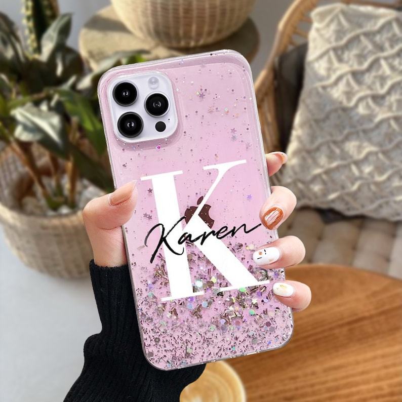 Personalised Monogram Silicone Phone Cover Case with Card Pocket | OFCase038