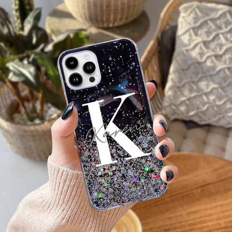 Personalised Monogram Star Bling Glitter Phone Case | OFCase038