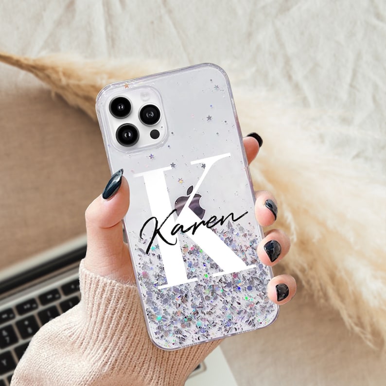 Personalised Monogram Star Bling Glitter Phone Case | OFCase038