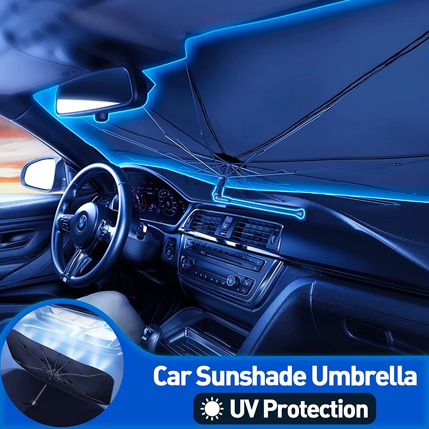 Car Windshield Sun Shade Umbrella Foldable Car Umbrella Sunshade