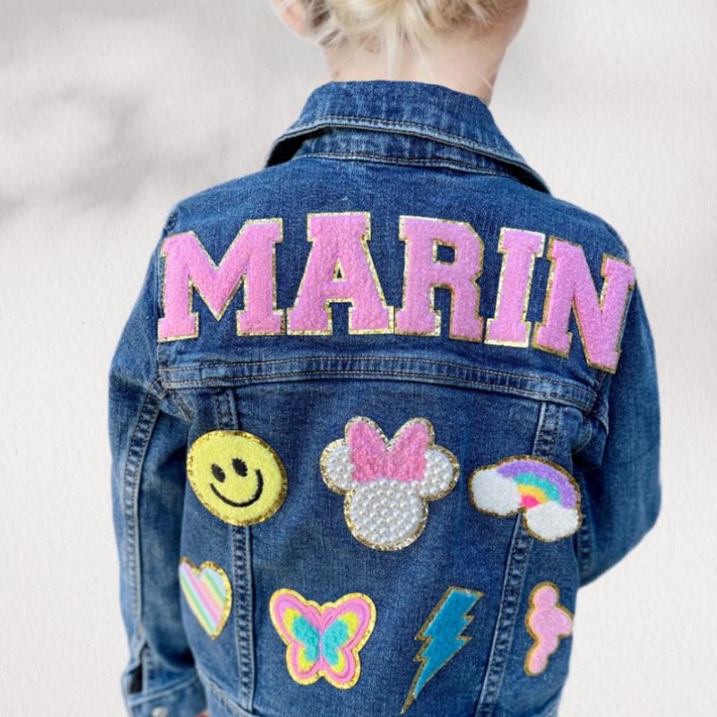 Personalised Name Patch Denim Jacket – Rose + Moo