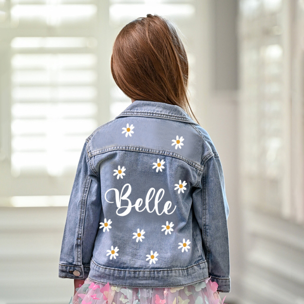 Personalized Kids Flower Denim Jacket| Cloth33