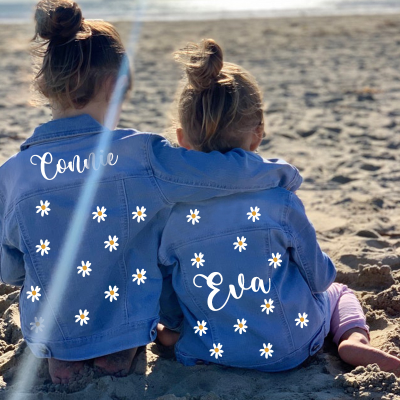 Personalized Kids Flower Denim Jacket| Cloth33