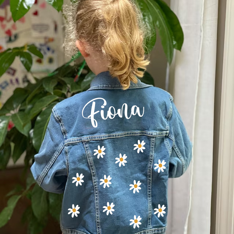 Personalized Kids Flower Denim Jacket| Cloth33