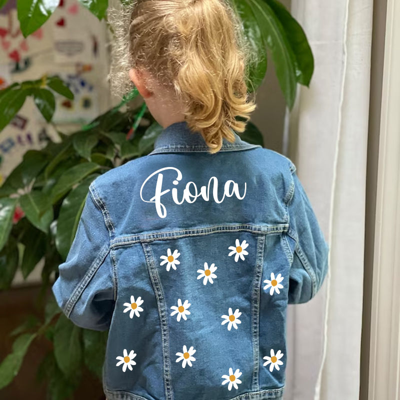 Personalized Kids Flower Denim Jacket| Cloth33