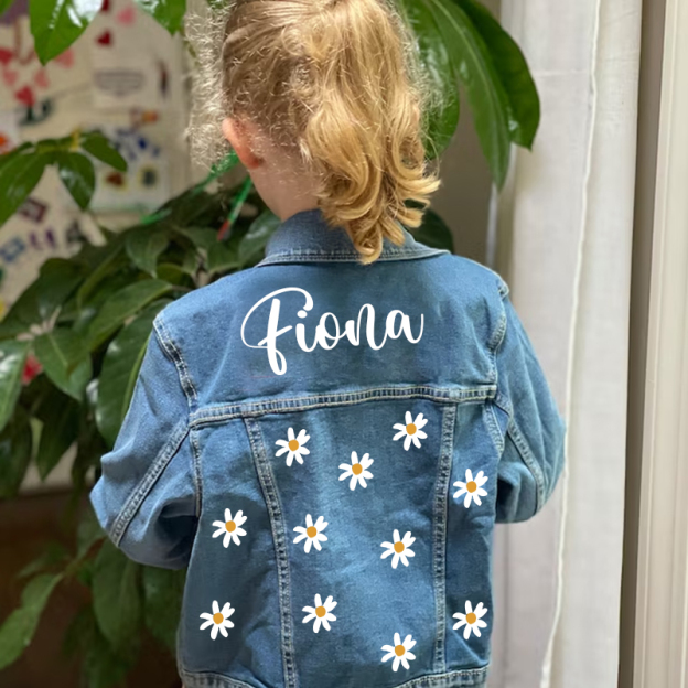 Personalized Kids Flower Denim Jacket| Cloth33