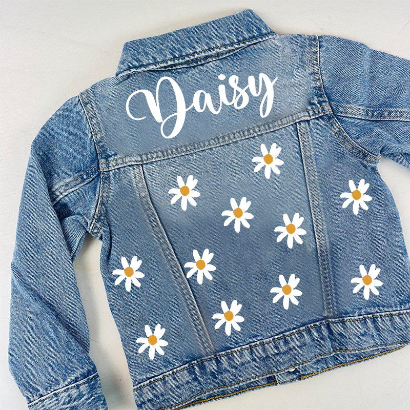 Personalized Kids Flower Denim Jacket| Cloth33