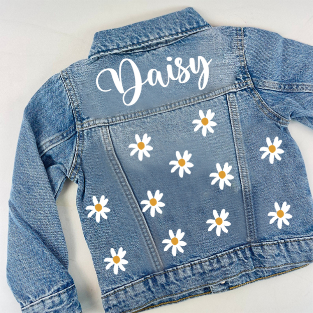 Personalized Kids Flower Denim Jacket| Cloth33