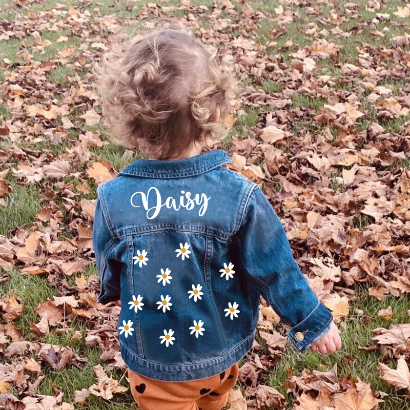 Personalized Kids Flower Denim Jacket| Cloth33