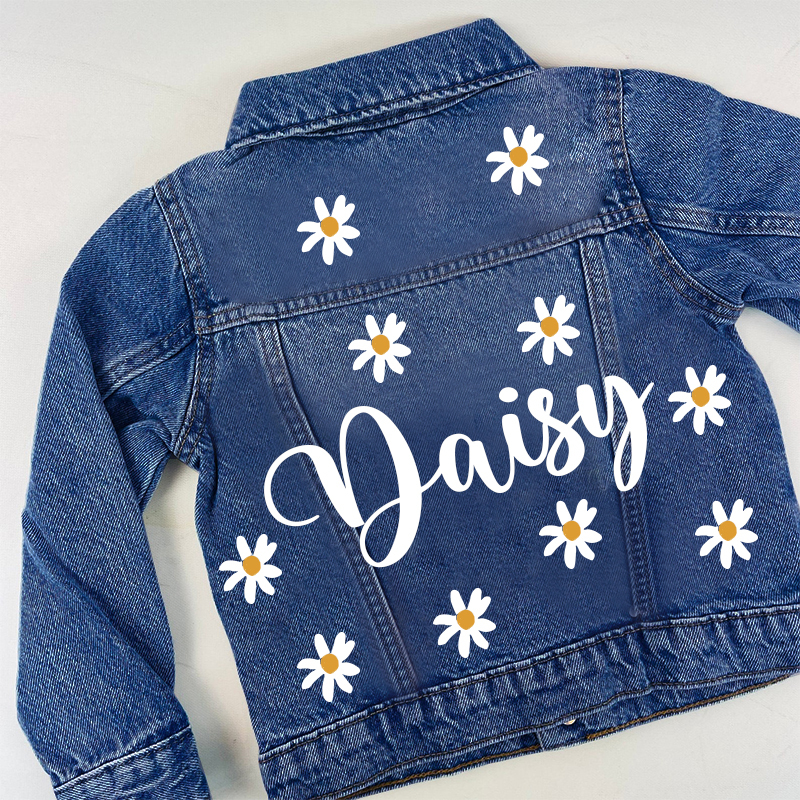 Personalized Kids Flower Denim Jacket| Cloth33
