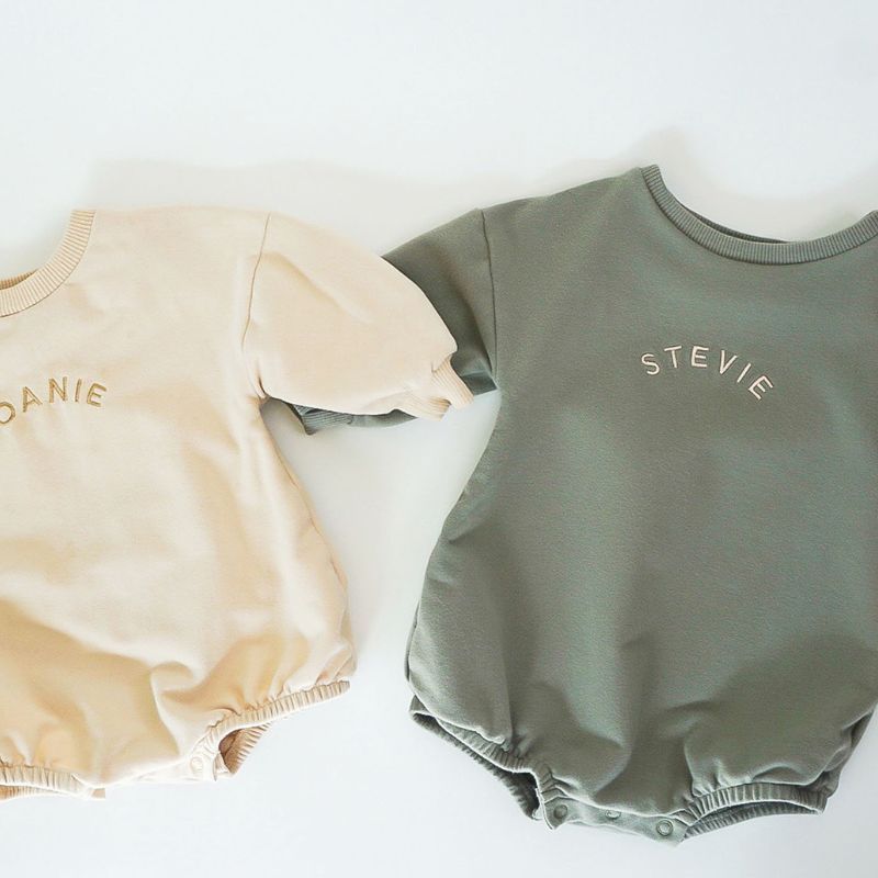 Personalized Baby Embroidery Name Sweatshirt Romper| Cloth12