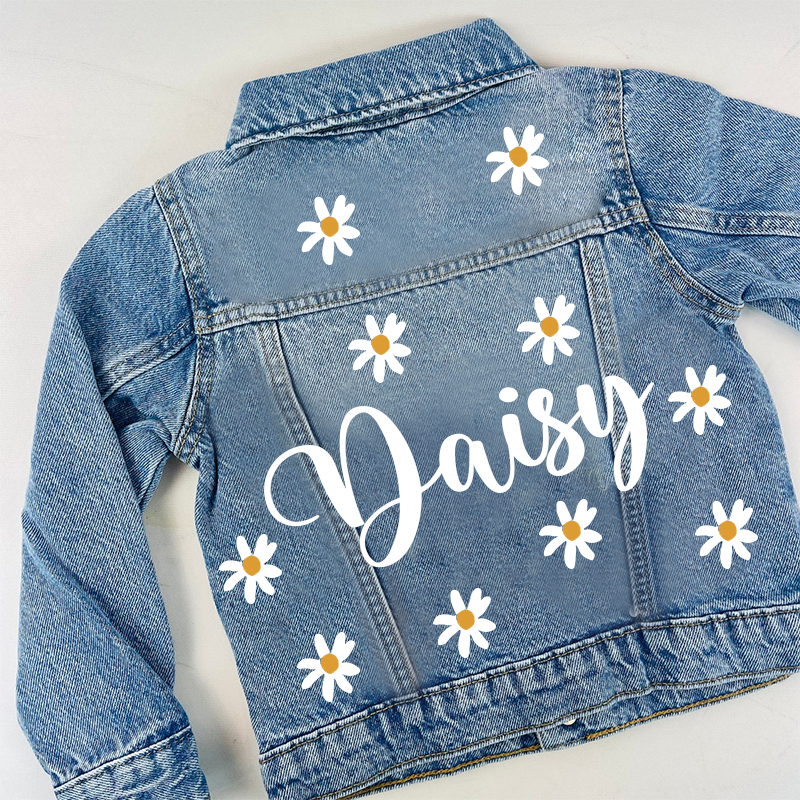 Personalized Kids Flower Denim Jacket| Cloth33