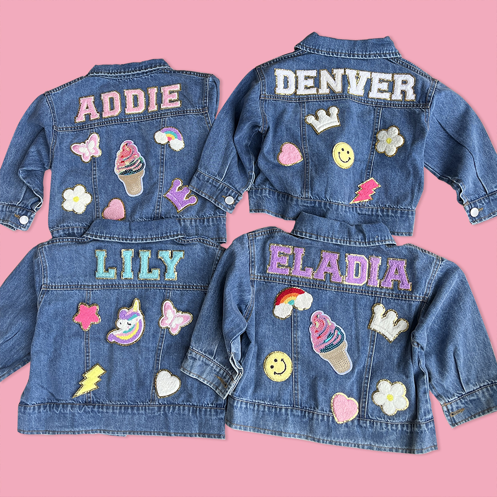 Personalised Name Patch Denim Jacket – Rose + Moo