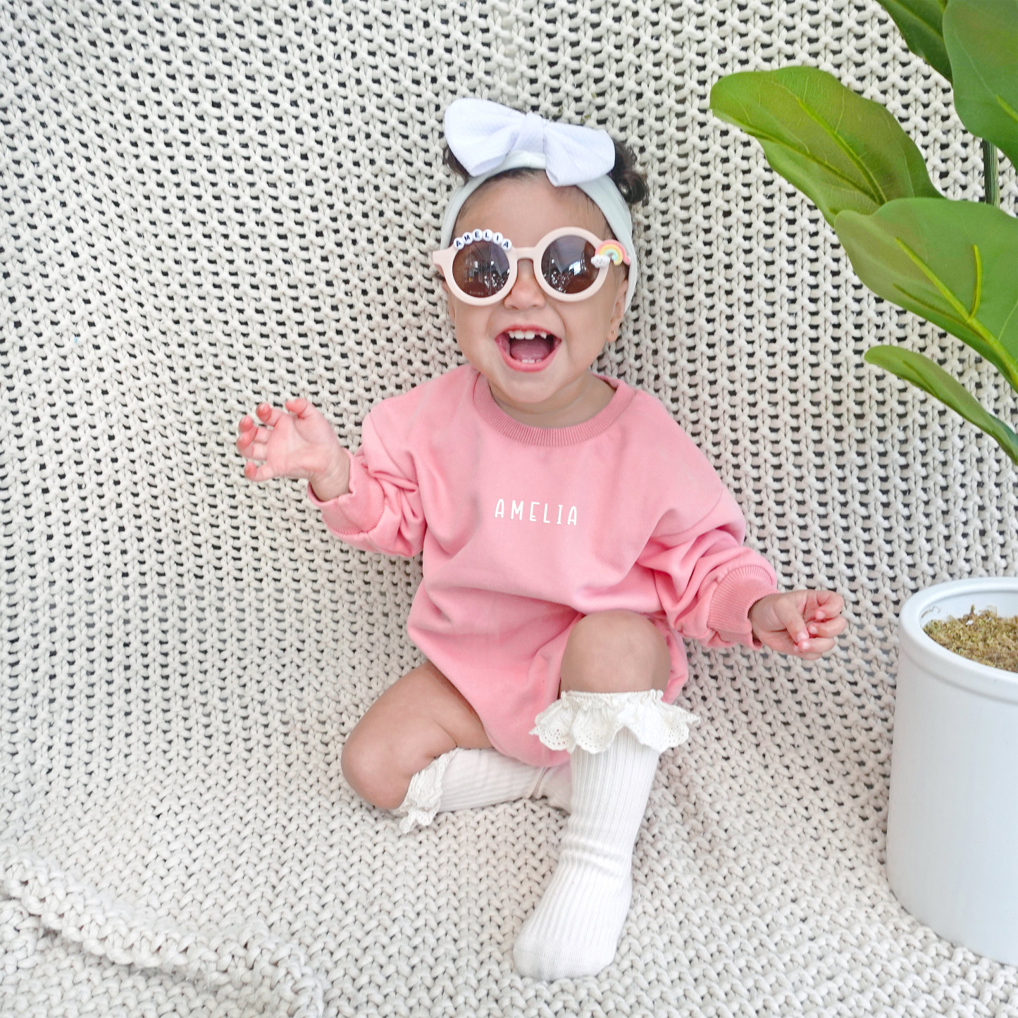 Personalized Baby Embroidery Name Sweatshirt Romper| Cloth12
