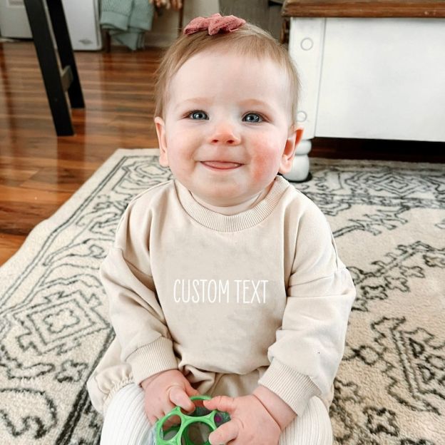 Personalized Baby Embroidery Name Sweatshirt Romper| Cloth12