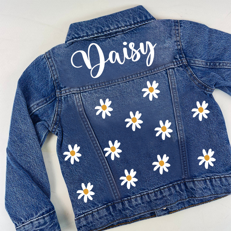 Personalized Kids Flower Denim Jacket| Cloth33