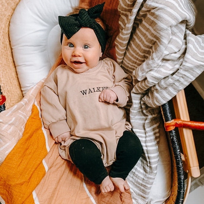 Personalized Baby Embroidery Name Sweatshirt Romper| Cloth12