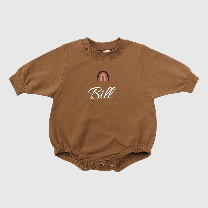 Personalized Baby Name Rainbow Sweatshirt Romper| Cloth34