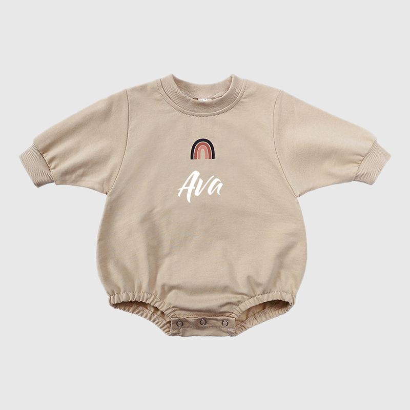 Personalized Baby Name Rainbow Sweatshirt Romper| Cloth34