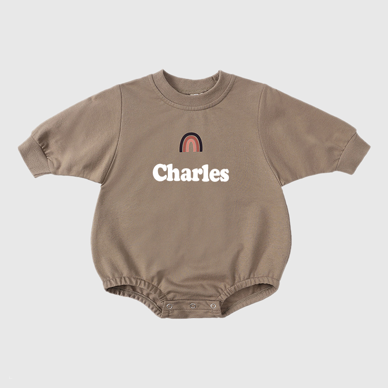 Personalized Baby Name Rainbow Sweatshirt Romper| Cloth34