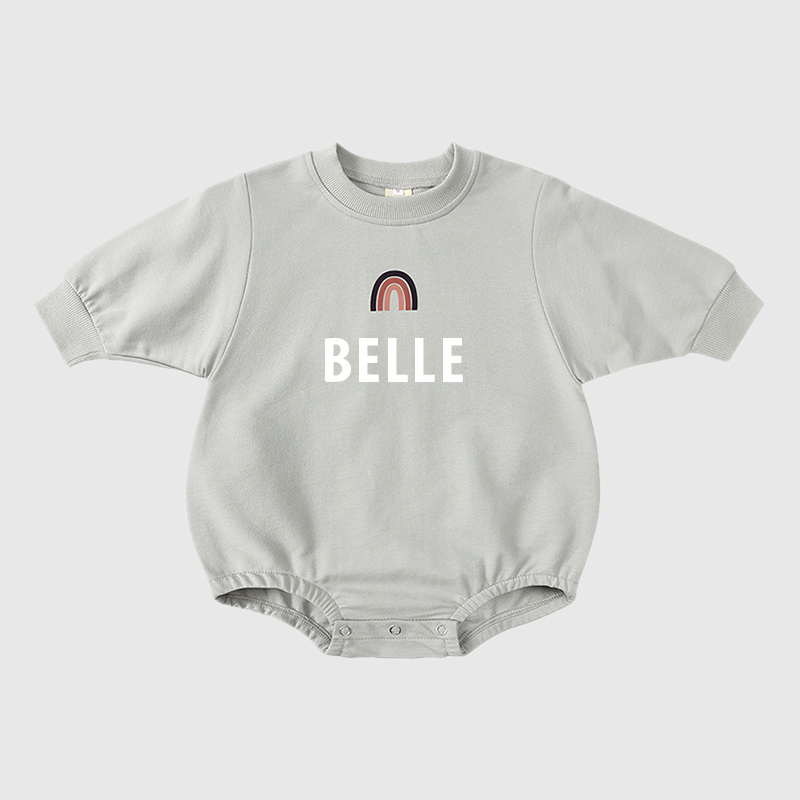 Personalized Baby Name Rainbow Sweatshirt Romper| Cloth34