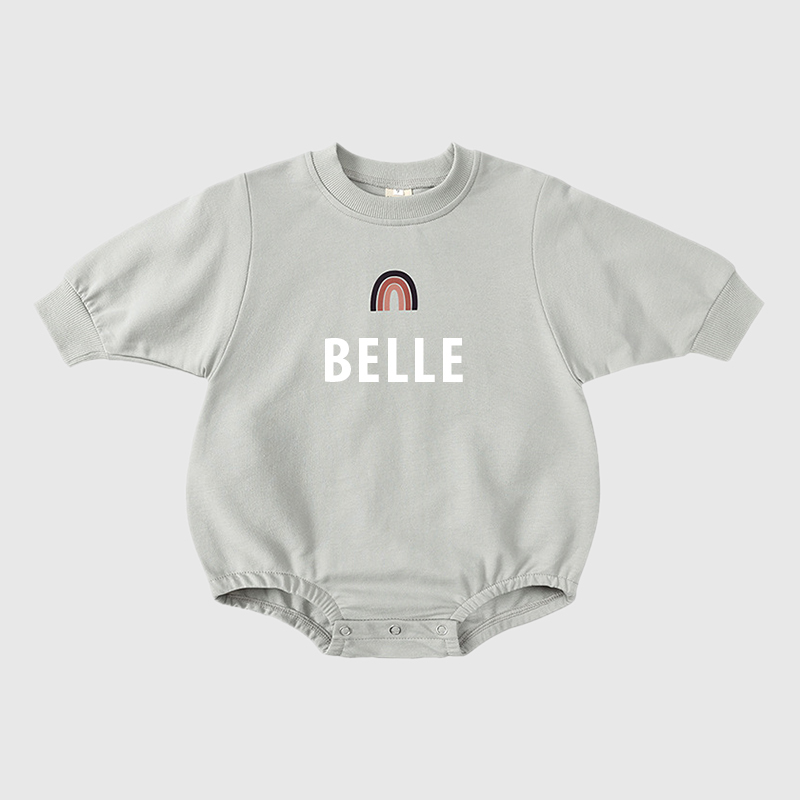 Personalized Baby Name Rainbow Sweatshirt Romper| Cloth34