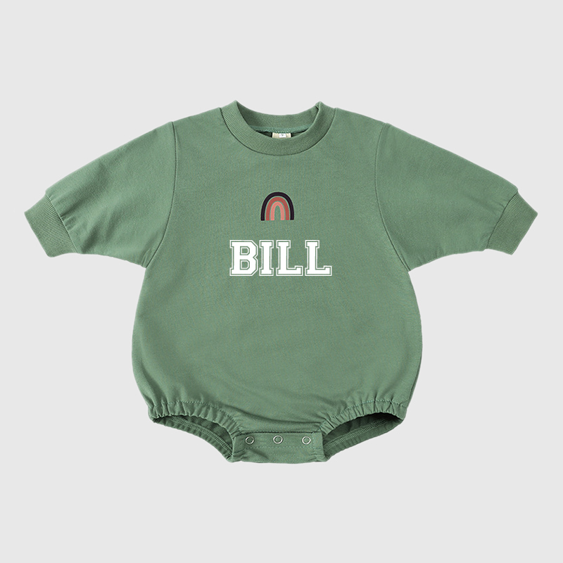 Personalized Baby Name Rainbow Sweatshirt Romper| Cloth34