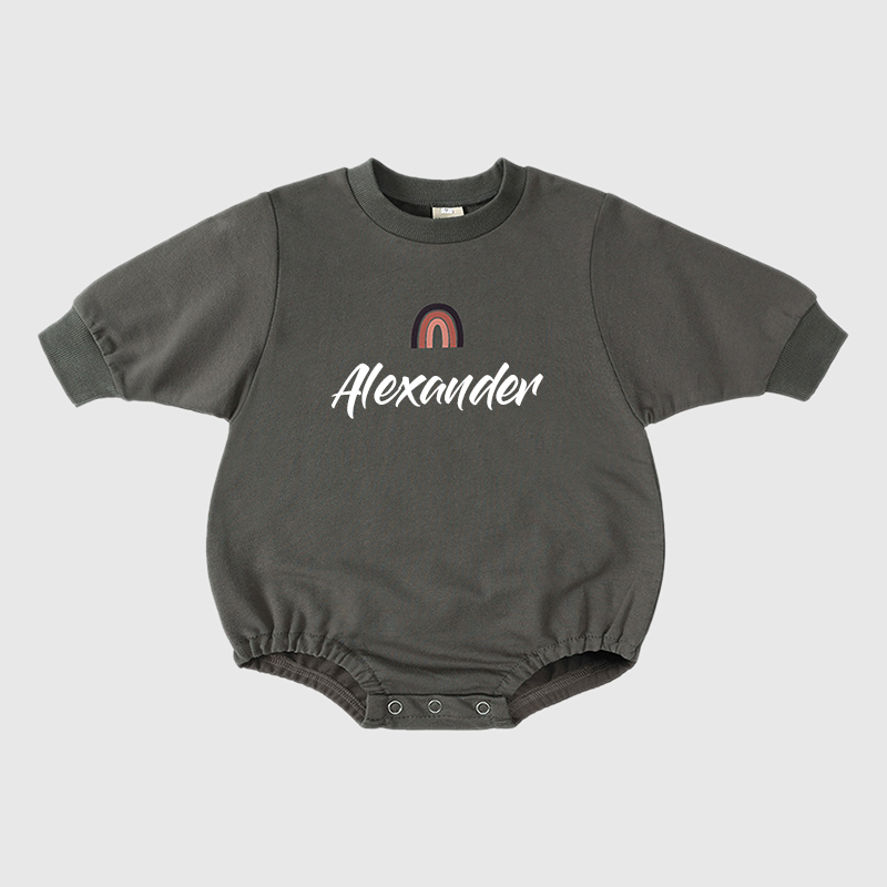 Personalized Baby Name Rainbow Sweatshirt Romper| Cloth34