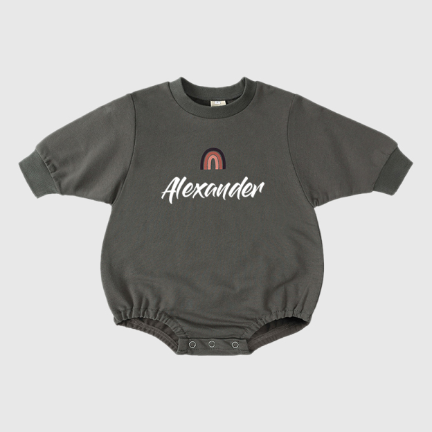 Personalized Baby Name Rainbow Sweatshirt Romper| Cloth34