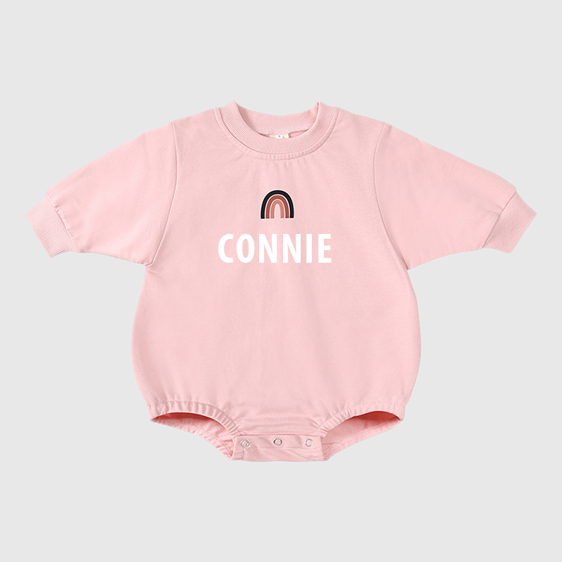 Personalized Baby Name Rainbow Sweatshirt Romper| Cloth34