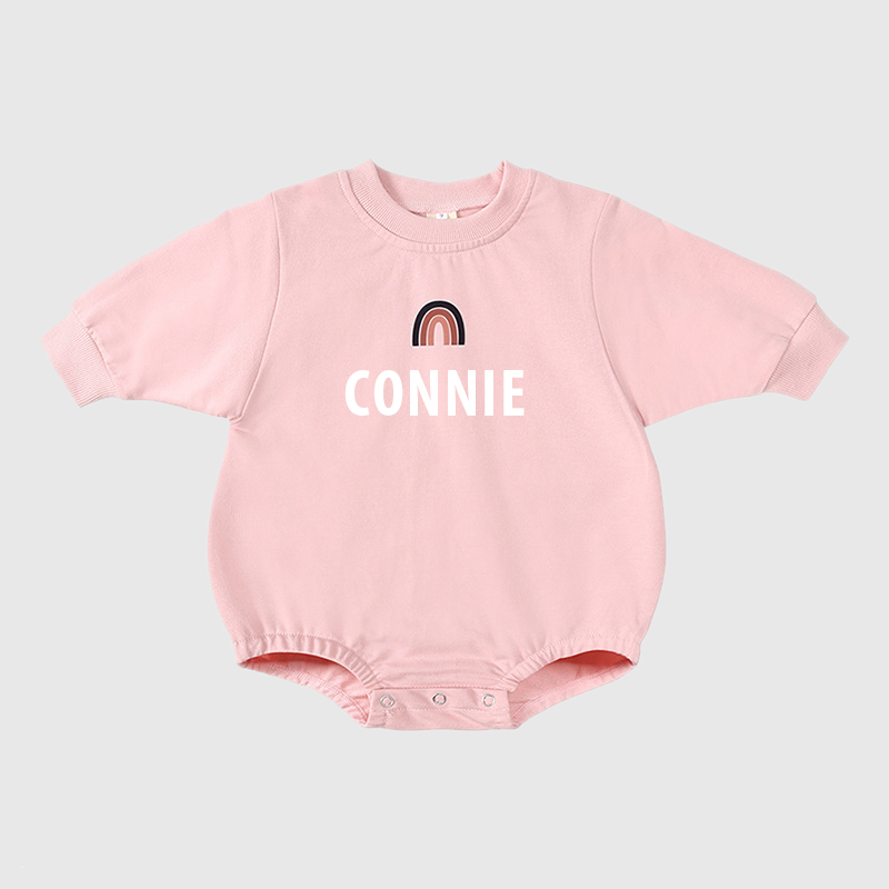 Personalized Baby Name Rainbow Sweatshirt Romper| Cloth34