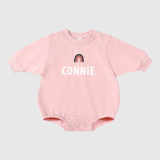 Personalized Baby Name Rainbow Sweatshirt Romper| Cloth34