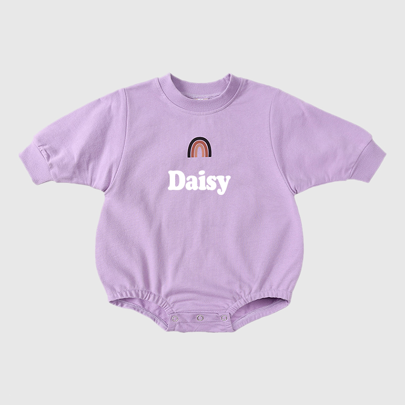 Personalized Baby Name Rainbow Sweatshirt Romper| Cloth34